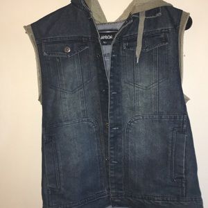 Denim vest with army green lining